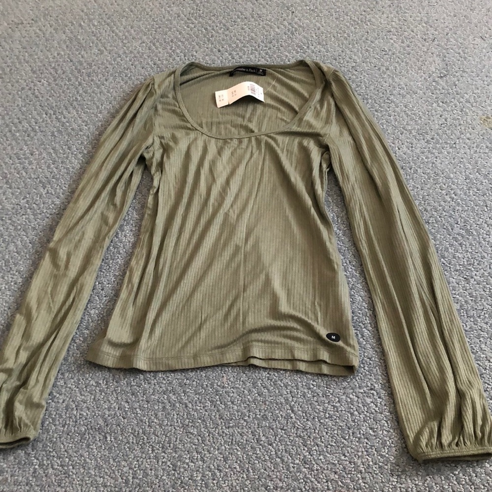 Abercrombie Sage Green Long Sleeve Top